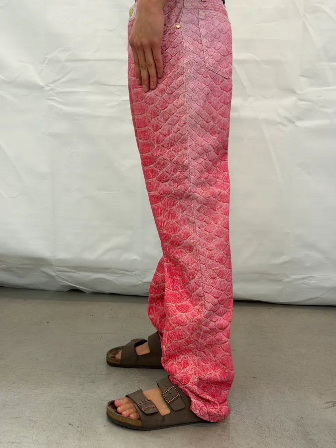 2000s Roberto Cavalli Fuchsia Pink Scales Pants mACGTAO 4
