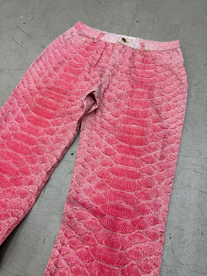 2000s Roberto Cavalli Fuchsia Pink Scales Pants mACGTAO 6