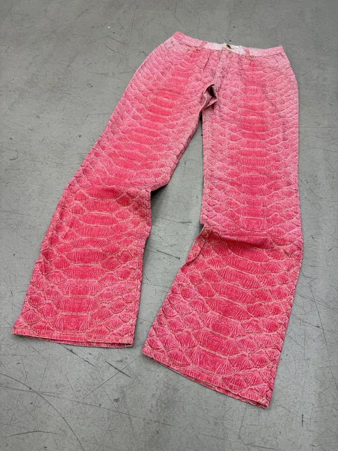 2000s Roberto Cavalli Fuchsia Pink Scales Pants mACGTAO 8
