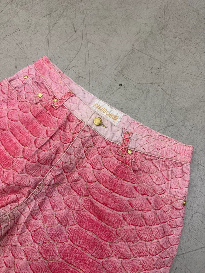 2000s Roberto Cavalli Fuchsia Pink Scales Pants mACGTAO 9