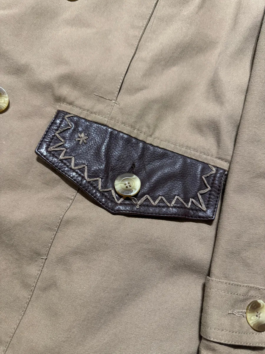 2000s Roberto Cavalli Fur Collar Beige Long Jacket (M) 3