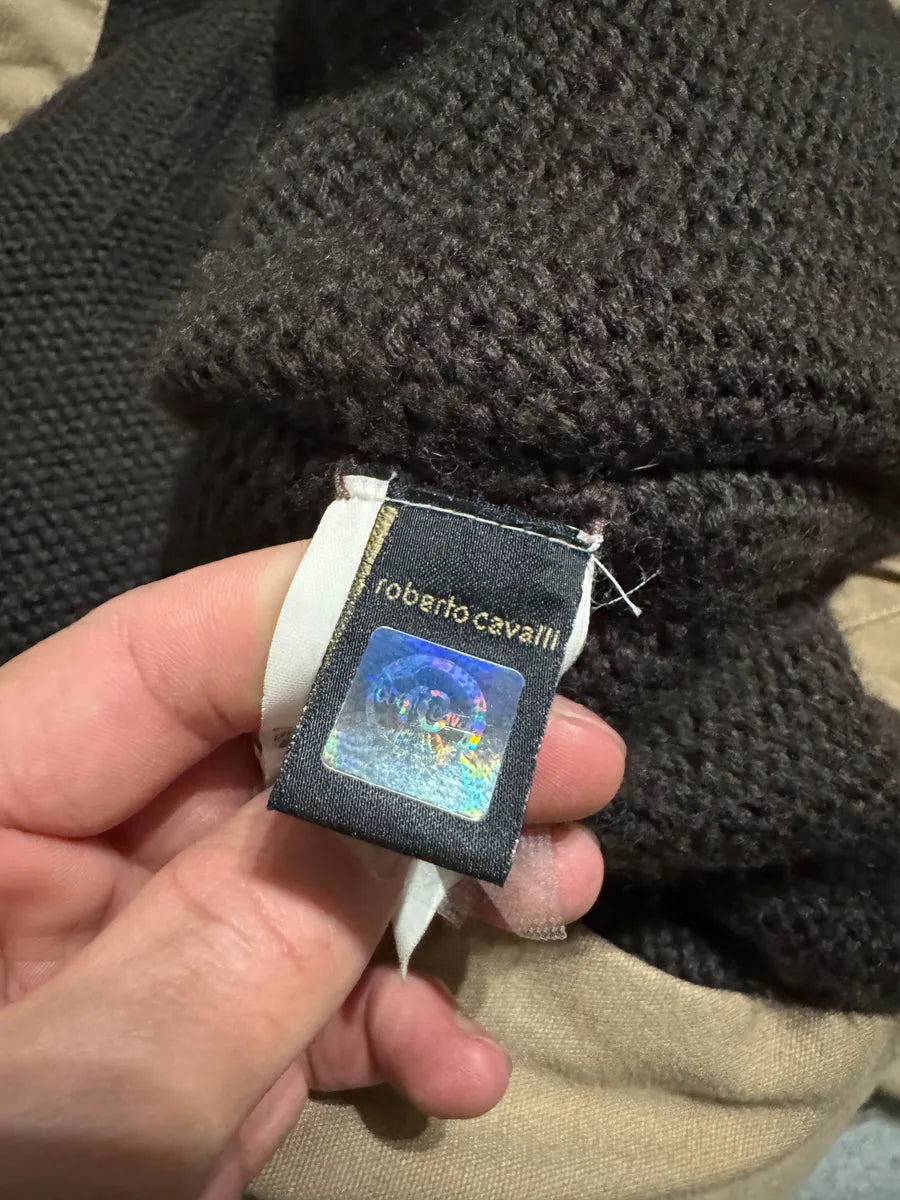 2000s Roberto Cavalli Fur Collar Beige Long Jacket (M) 7