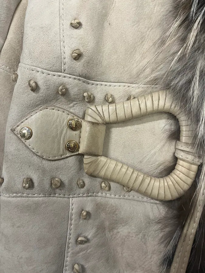 2000s Roberto Cavalli Fur Collar Royal Golden Studded Shearling Jacket NfmPHCD 9