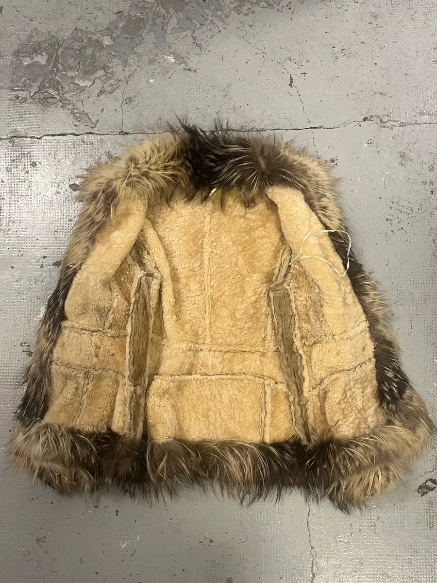 2000s Roberto Cavalli Fur Collar Royal Golden Studded Shearling Jacket NfmPHCD 6