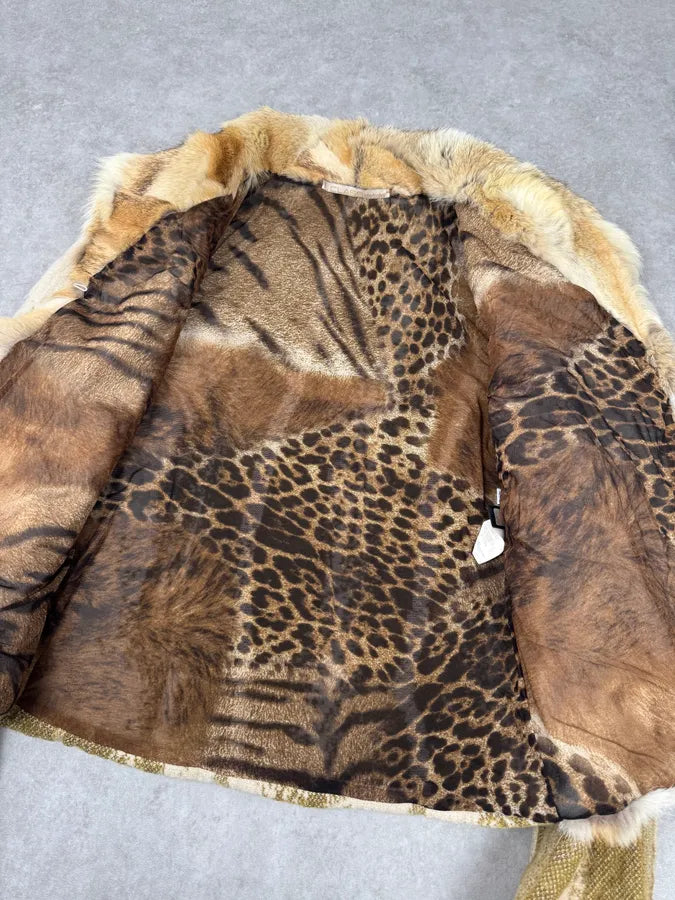 2000s Roberto Cavalli Fur Mohair Wool Beige Jacket EKsdCpo 4