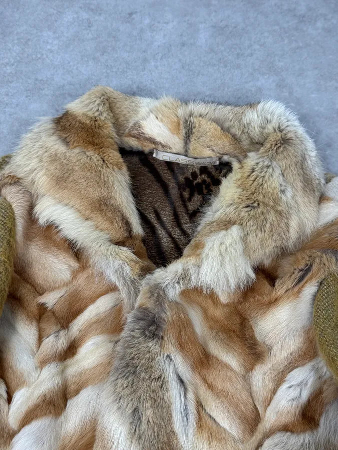 2000s Roberto Cavalli Fur Mohair Wool Beige Jacket EKsdCpo 3