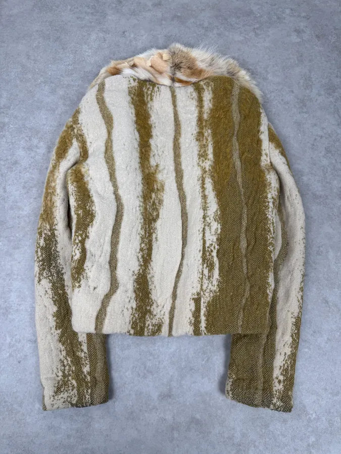 2000s Roberto Cavalli Fur Mohair Wool Beige Jacket EKsdCpo 4