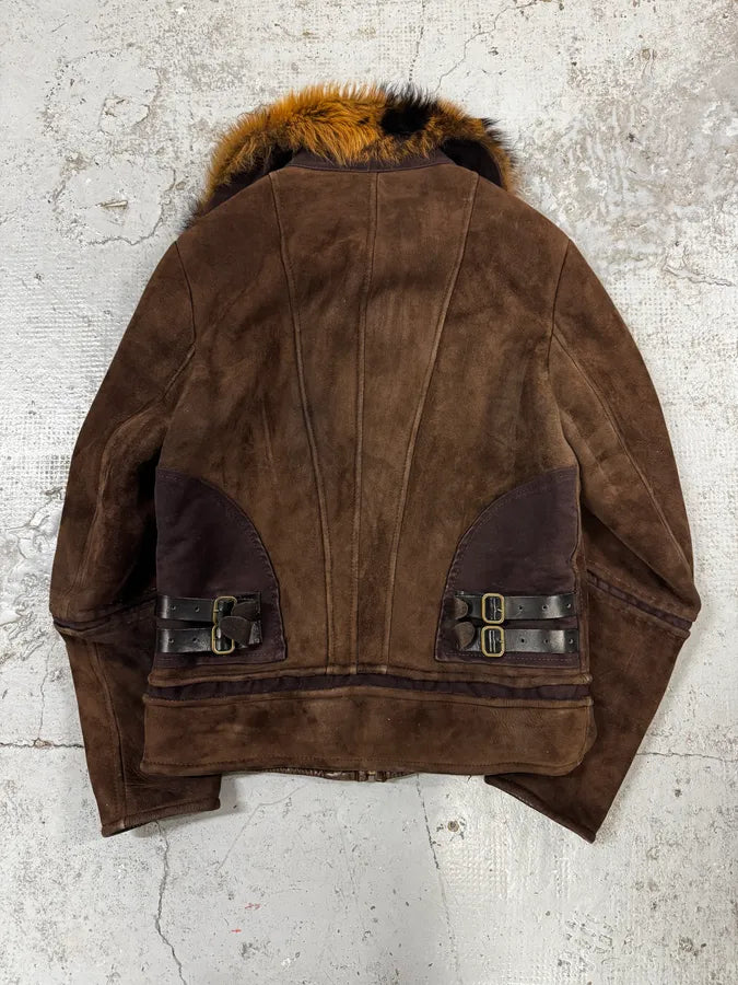 2000s Roberto Cavalli Fur Shearling Brown Leather Jacket rBIlsqi 3