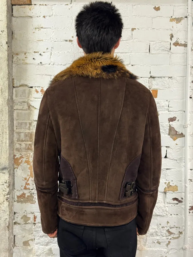 2000s Roberto Cavalli Fur Shearling Brown Leather Jacket rBIlsqi 2