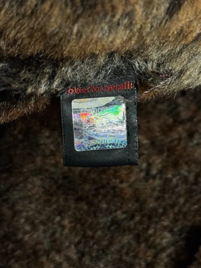 2000s Roberto Cavalli Fur Shearling Brown Leather Jacket rBIlsqi 11