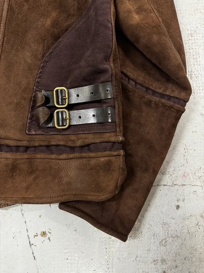 2000s Roberto Cavalli Fur Shearling Brown Leather Jacket rBIlsqi 9