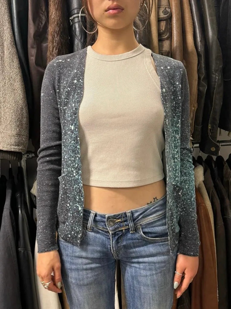 2000s Roberto Cavalli Galaxy Blue Cardigan (S) gdEjHlz 1