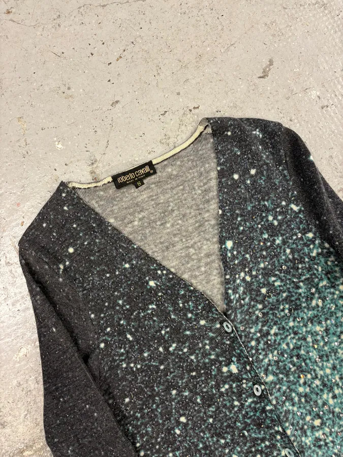 2000s Roberto Cavalli Galaxy Blue Cardigan (S) gdEjHlz 4