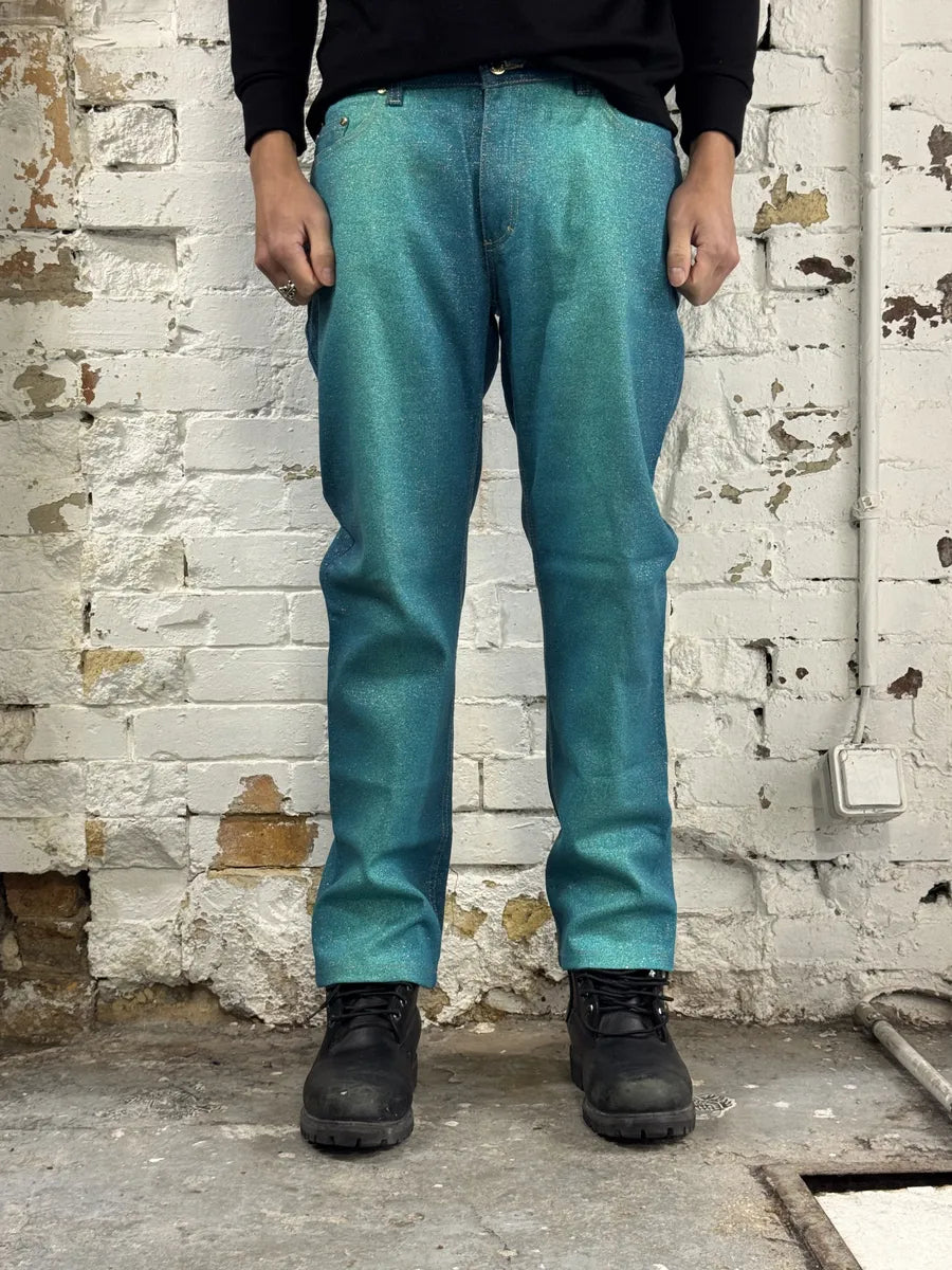 2000s Roberto Cavalli Galaxy Blue Glitters Gradient Pants aSoQCbh 0