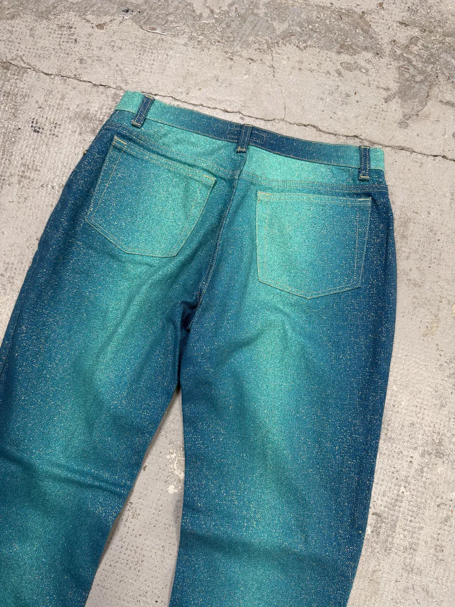 2000s Roberto Cavalli Galaxy Blue Glitters Gradient Pants aSoQCbh 10