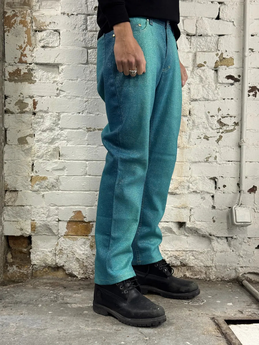 2000s Roberto Cavalli Galaxy Blue Glitters Gradient Pants aSoQCbh 2