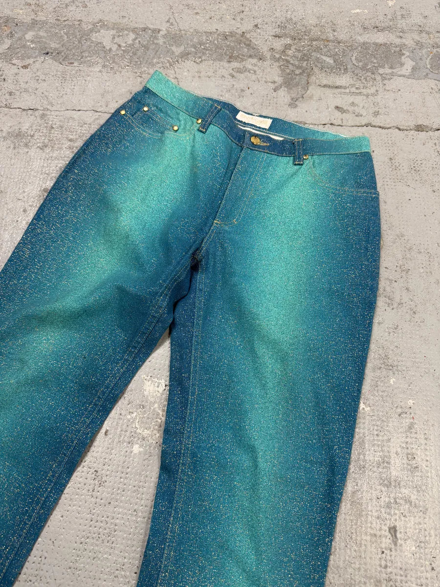2000s Roberto Cavalli Galaxy Blue Glitters Gradient Pants aSoQCbh 6