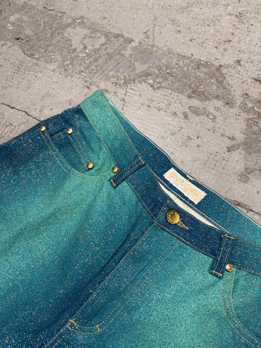 2000s Roberto Cavalli Galaxy Blue Glitters Gradient Pants aSoQCbh 8