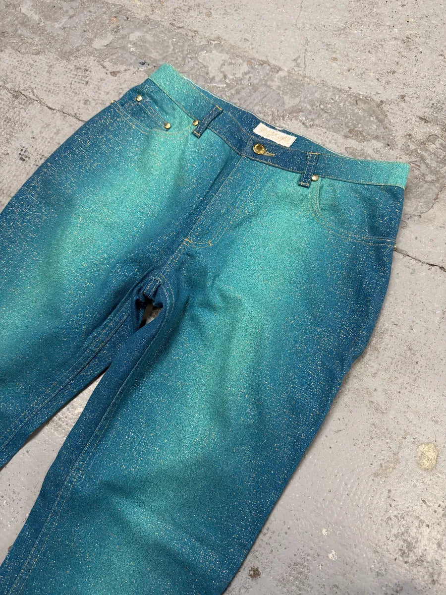 2000s Roberto Cavalli Galaxy Blue Glitters Gradient Pants aSoQCbh 9