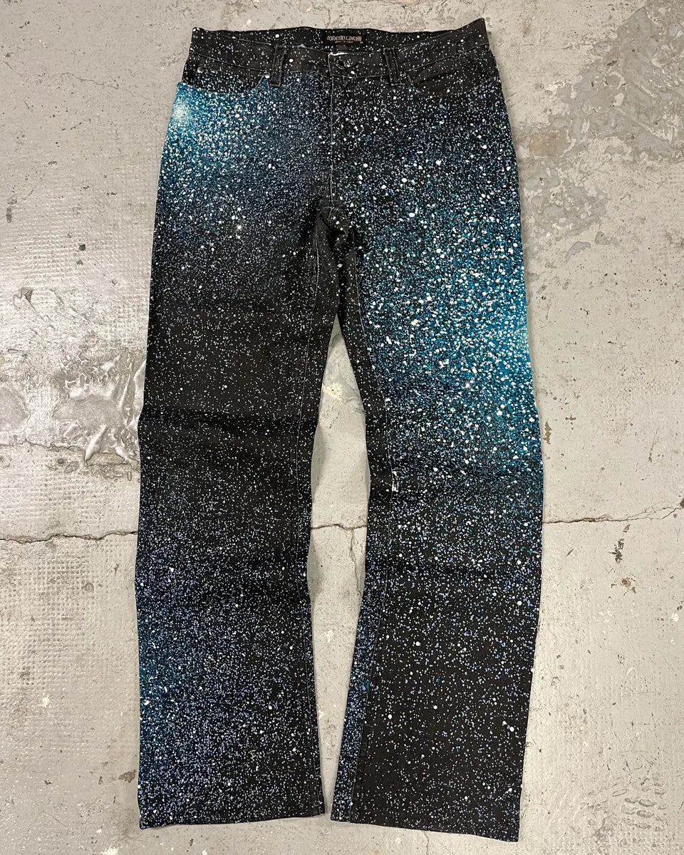 2000s Roberto Cavalli Galaxy Blue Pants wmNiQoE 0