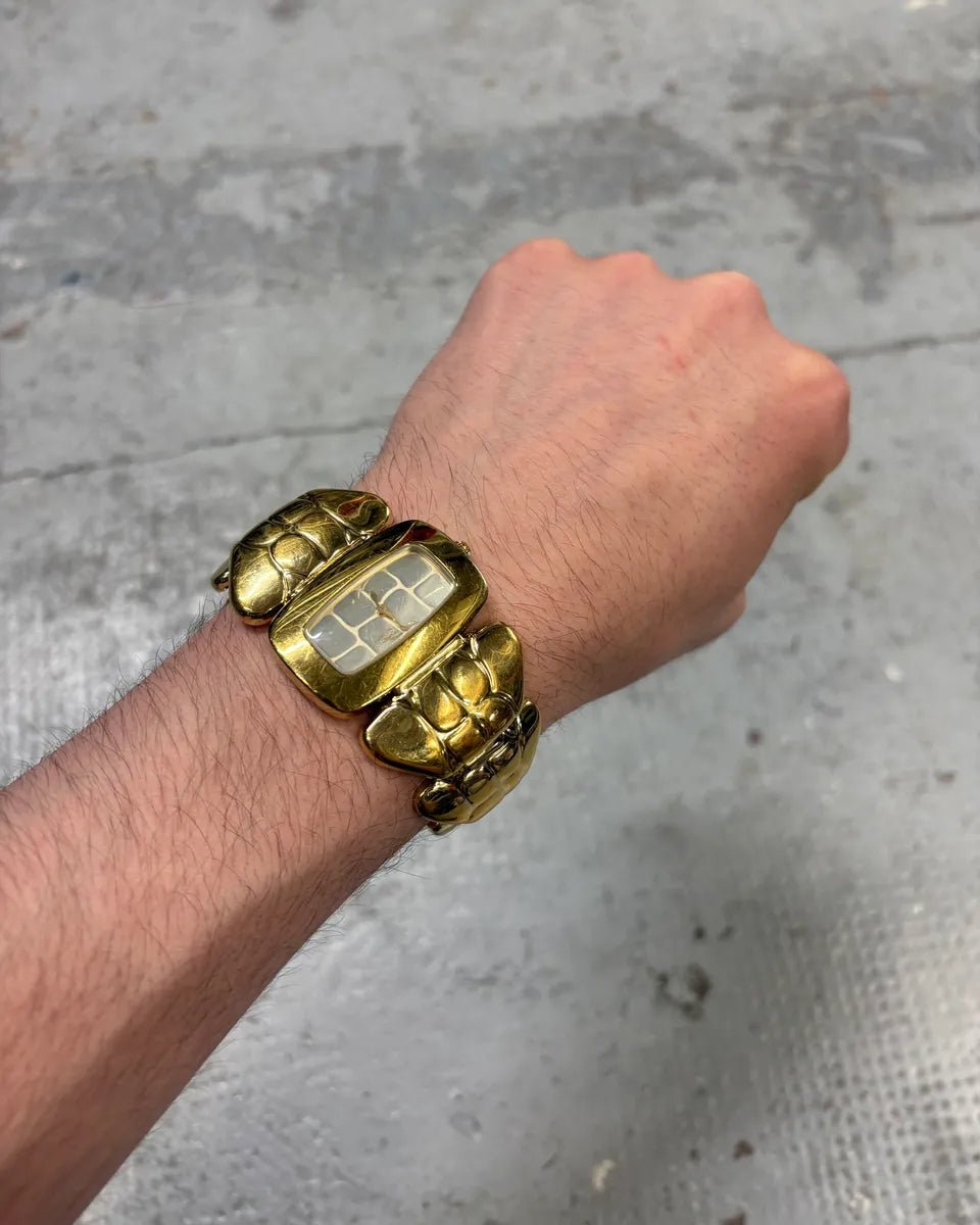 2000s Roberto Cavalli Gold Chunky Link Snake Watch ssumYQl 0