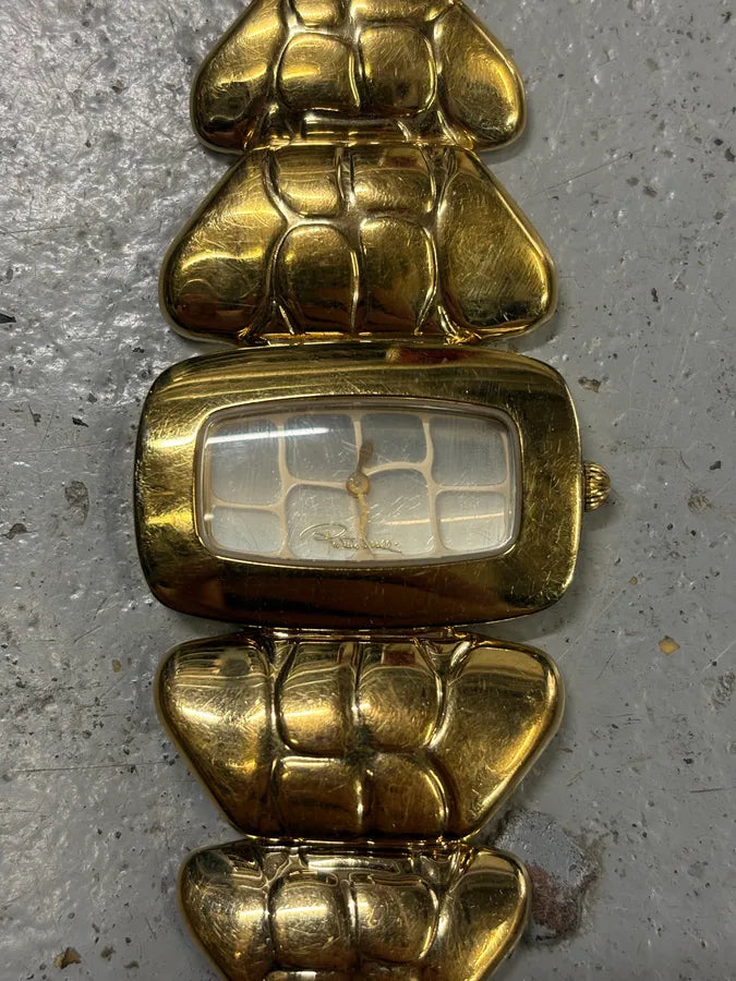 2000s Roberto Cavalli Gold Chunky Link Snake Watch ssumYQl 3