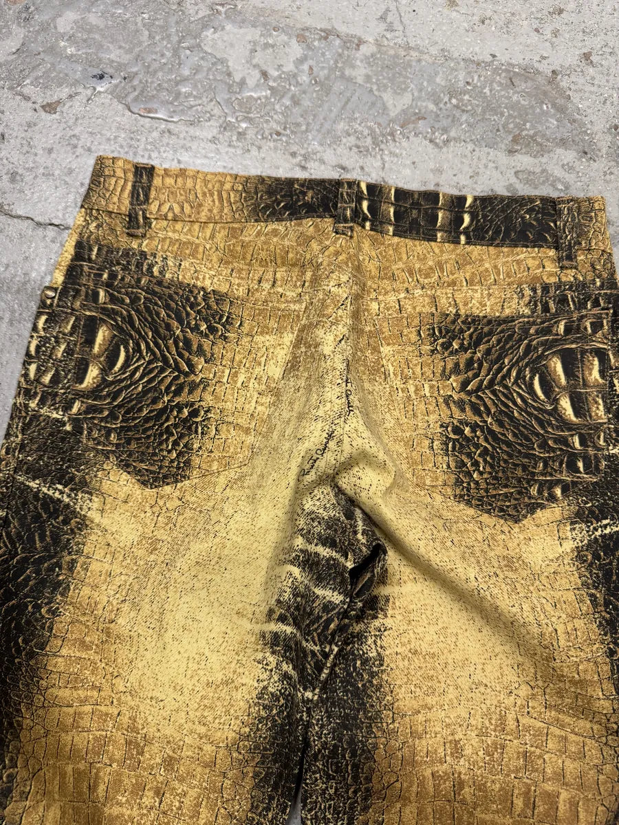 2000s Roberto Cavalli Gold Crocodile Effect Pants  AxOQEET 6