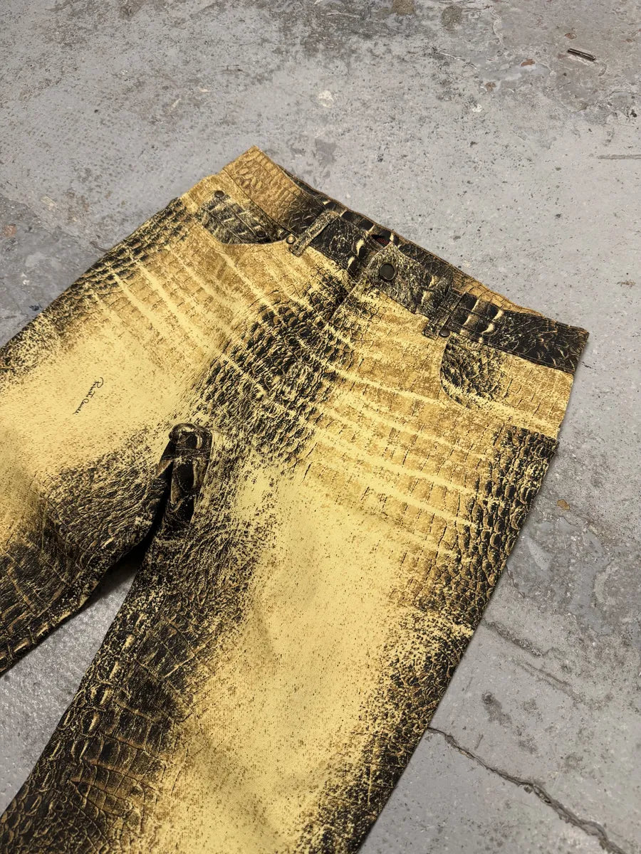 2000s Roberto Cavalli Gold Crocodile Effect Pants  AxOQEET 7