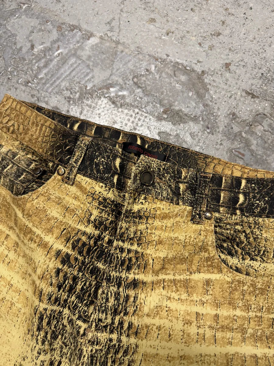 2000s Roberto Cavalli Gold Crocodile Effect Pants  AxOQEET 8