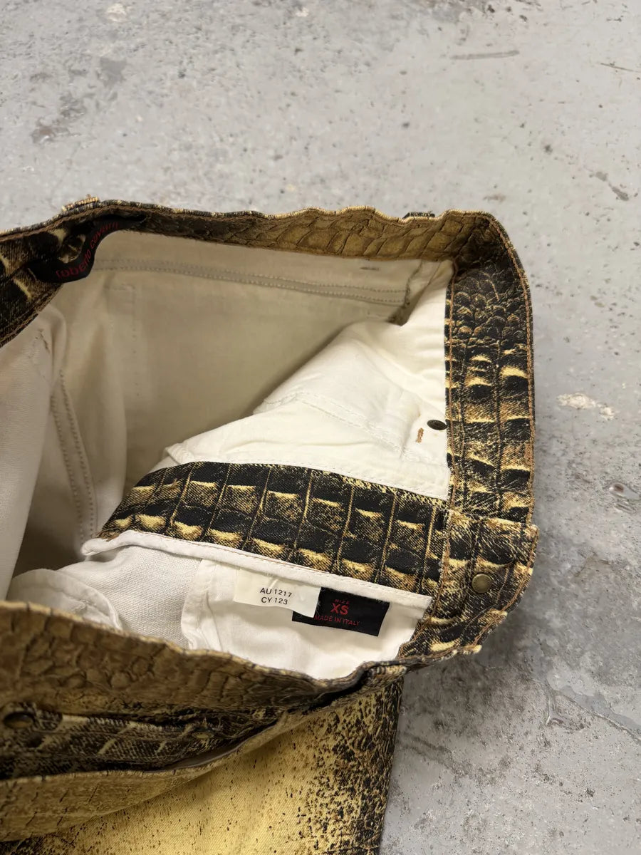 2000s Roberto Cavalli Gold Crocodile Effect Pants  AxOQEET 9