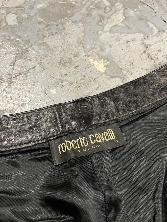 2000s Roberto Cavalli Gold studded Black Leather Pant ECSbWmQ 10