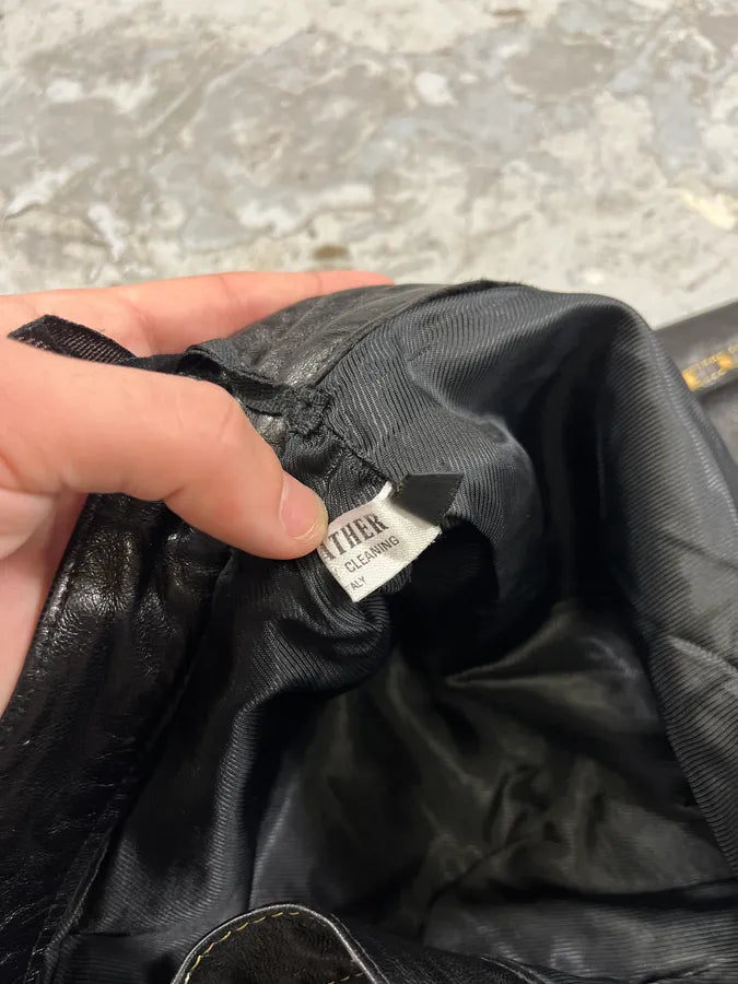 2000s Roberto Cavalli Gold studded Black Leather Pant ECSbWmQ 13