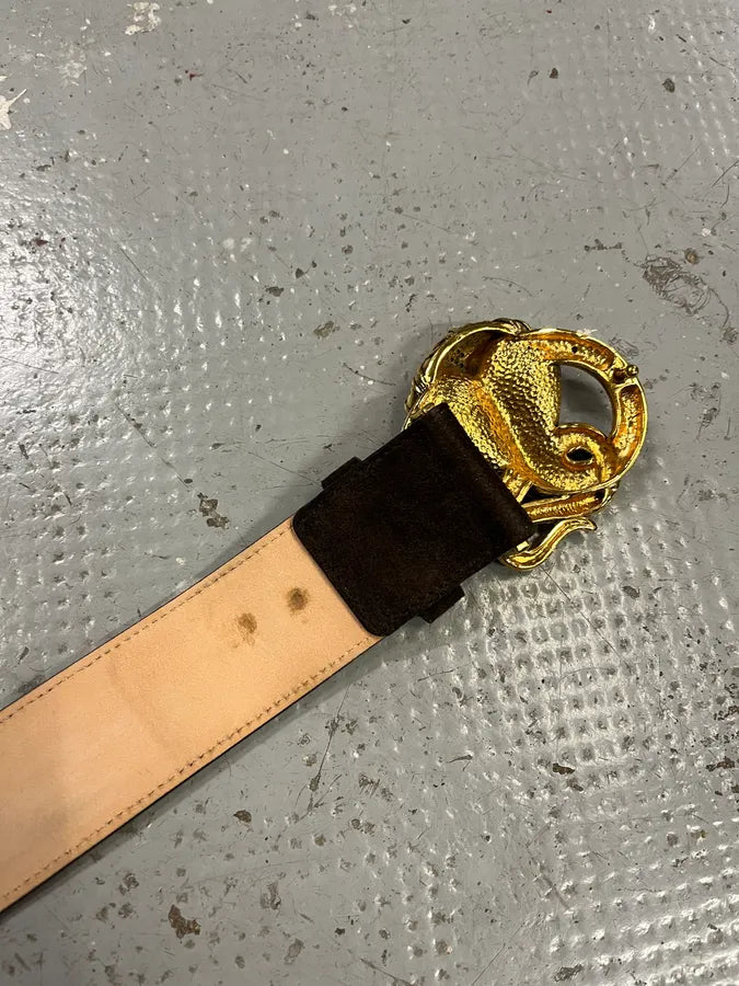 2000s Roberto Cavalli Golden Cobra Brown Leather Belt jkVAAuo 8