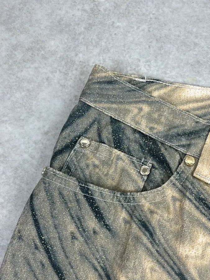 SS2001 Roberto Cavalli Beige Hallucination Psycho Straight Pants zQiUuMx 9
