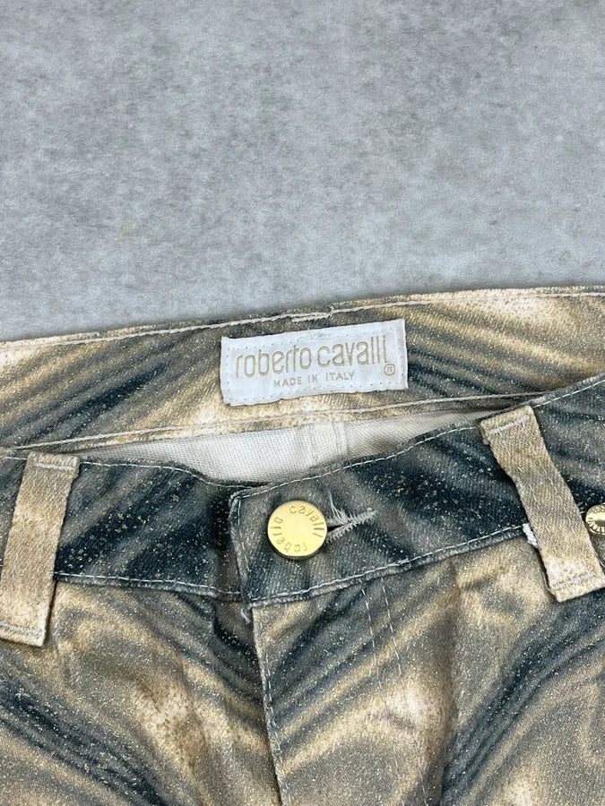SS2001 Roberto Cavalli Beige Hallucination Psycho Straight Pants zQiUuMx 8