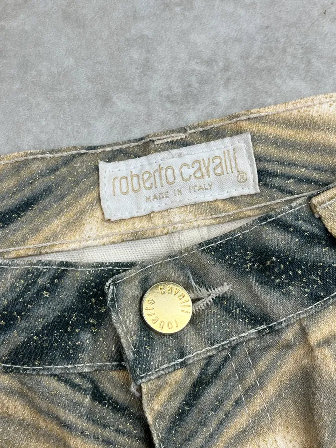 SS2001 Roberto Cavalli Beige Hallucination Psycho Straight Pants zQiUuMx 10
