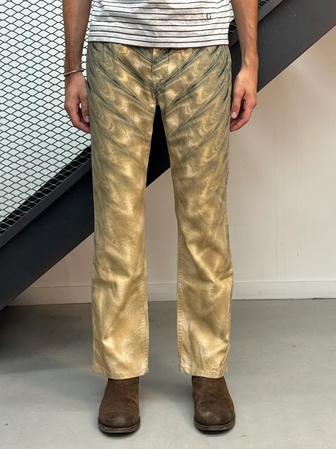 SS2001 Roberto Cavalli Beige Hallucination Psycho Straight Pants zQiUuMx 1