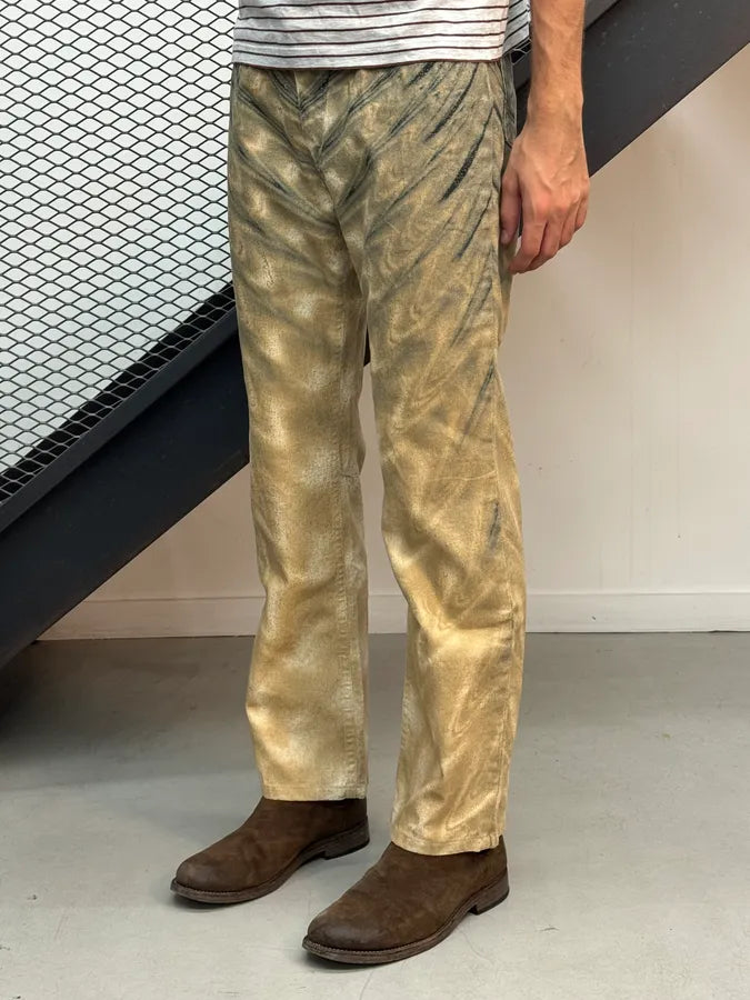 SS2001 Roberto Cavalli Beige Hallucination Psycho Straight Pants zQiUuMx 2