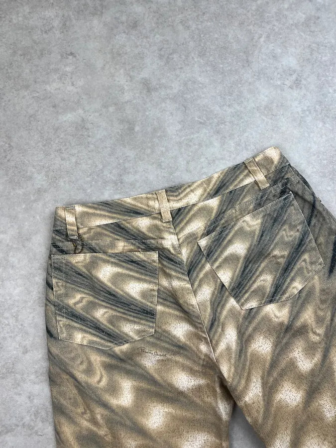 SS2001 Roberto Cavalli Beige Hallucination Psycho Straight Pants zQiUuMx 7