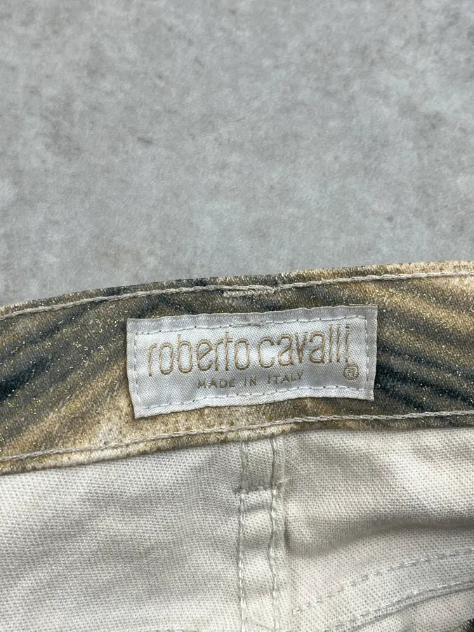 SS2001 Roberto Cavalli Beige Hallucination Psycho Straight Pants zQiUuMx 11