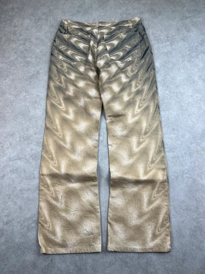 SS2001 Roberto Cavalli Beige Hallucination Psycho Straight Pants zQiUuMx 6