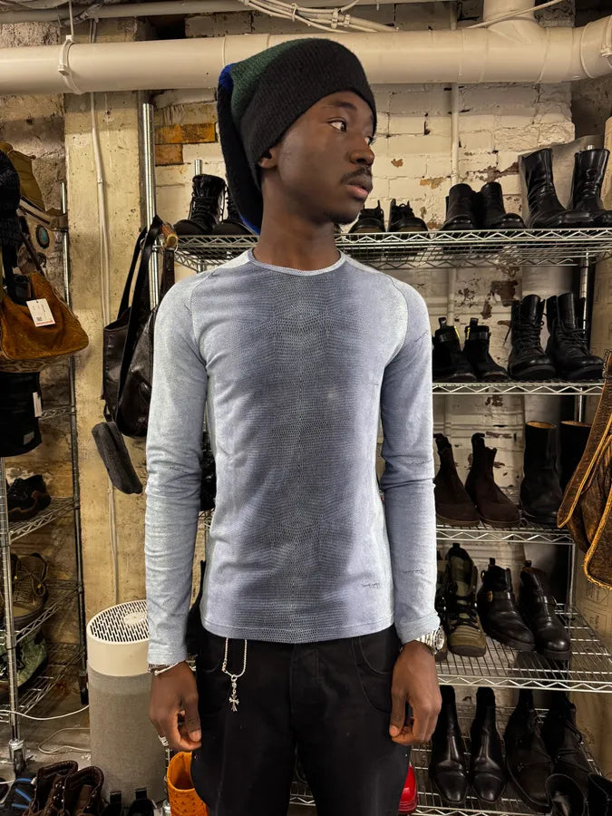 2000s Roberto Cavalli Gradient Blue Scales Effect Longsleeves RwxAmlQ 1