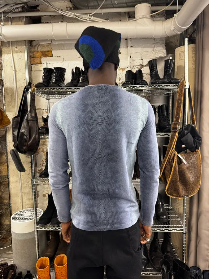 2000s Roberto Cavalli Gradient Blue Scales Effect Longsleeves RwxAmlQ 4