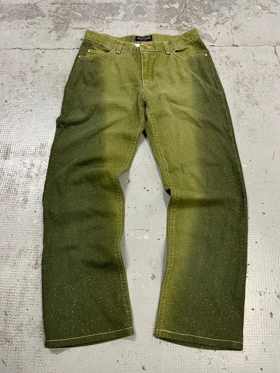 2000s Roberto Cavalli Gradient Green Glitter Pants dPVqxYR 0