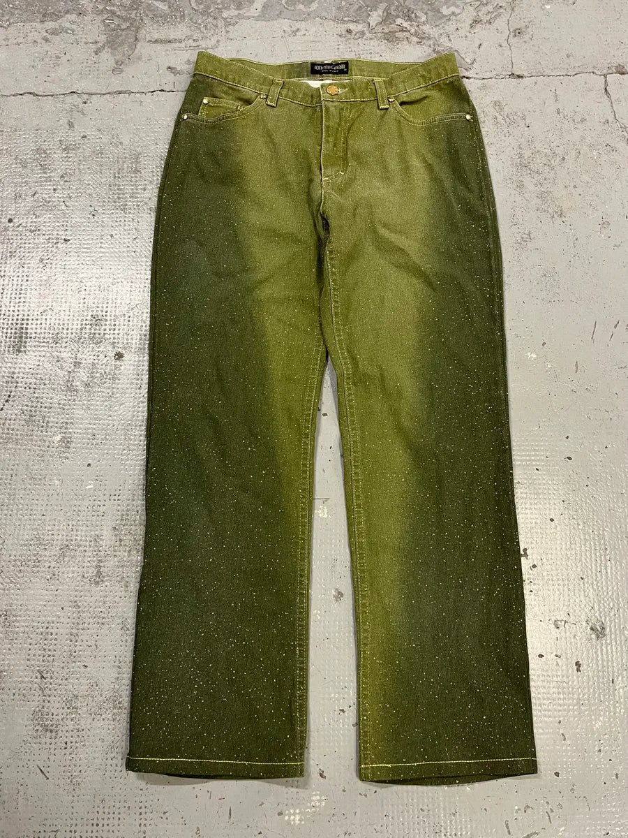 2000s Roberto Cavalli Gradient Green Glitter Pants dPVqxYR 4
