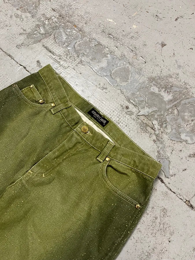 2000s Roberto Cavalli Gradient Green Glitter Pants dPVqxYR 5