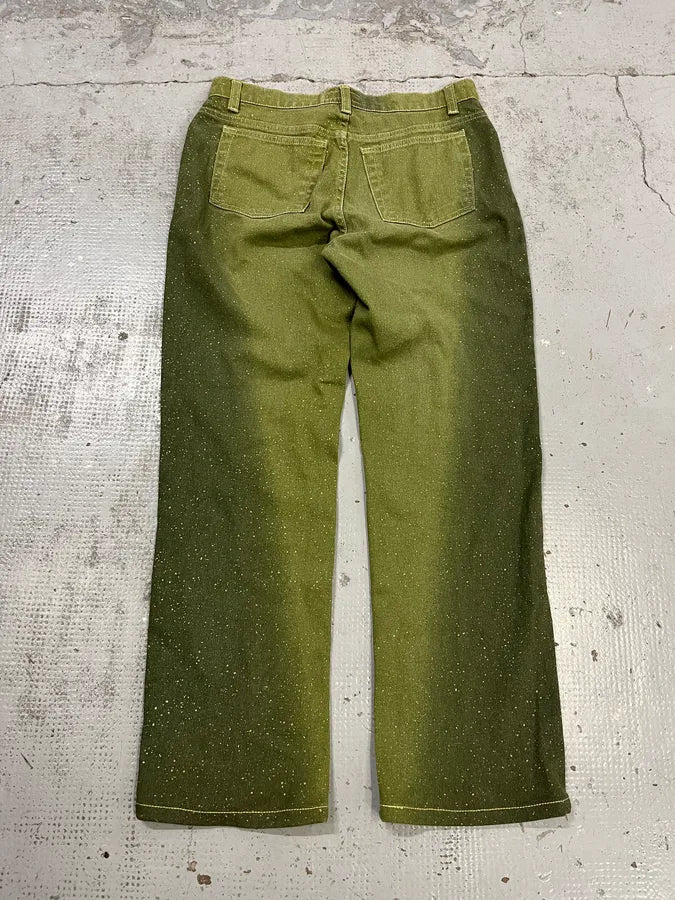 2000s Roberto Cavalli Gradient Green Glitter Pants dPVqxYR 7