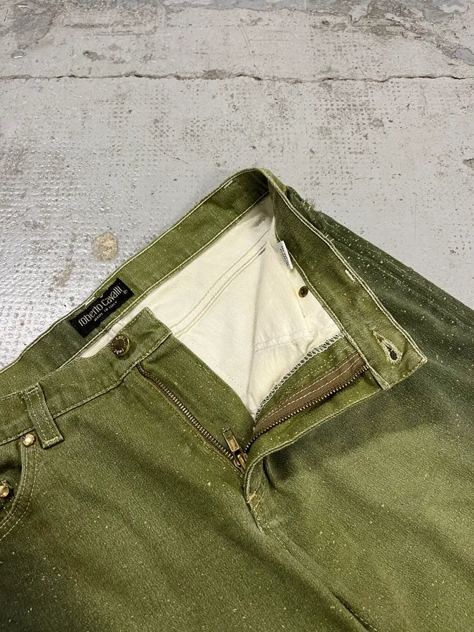 2000s Roberto Cavalli Gradient Green Glitter Pants dPVqxYR 8