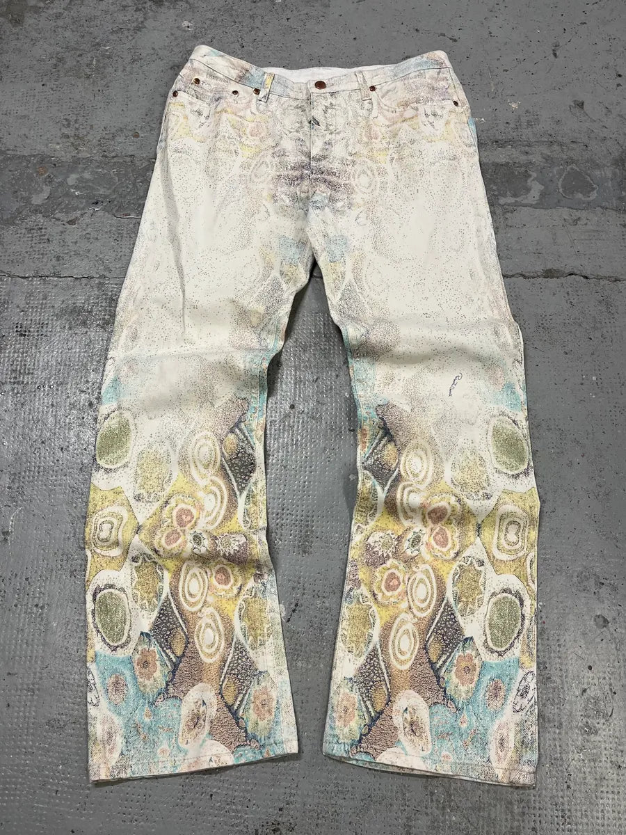 2000s Roberto Cavalli Gradient Ornaments White Pants fRHDhPV 0