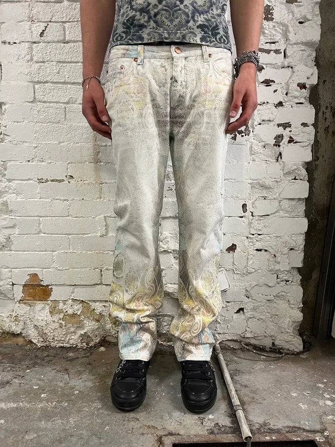 2000s Roberto Cavalli Gradient Ornaments White Pants fRHDhPV 3